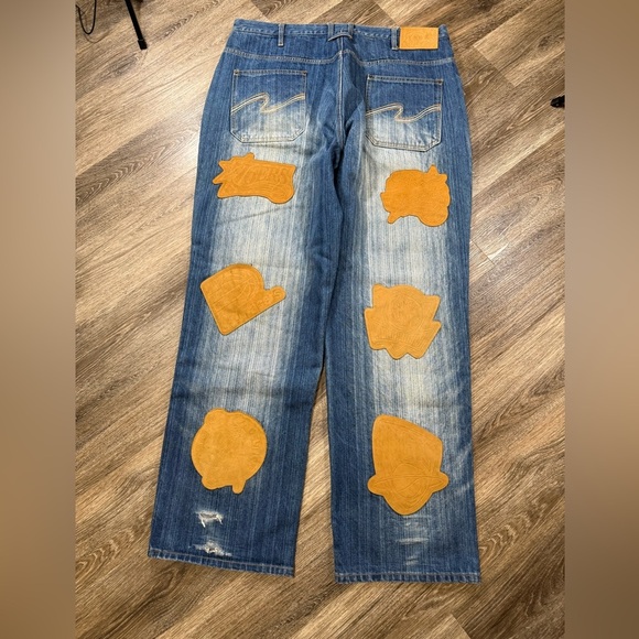 2000s NBA Teams Basketball Patches Straight Jeans 40x35 Y2K Sports Collectibles - Picture 13 of 14